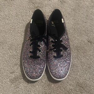 kate spade multicolor glitter sneakers with black accents